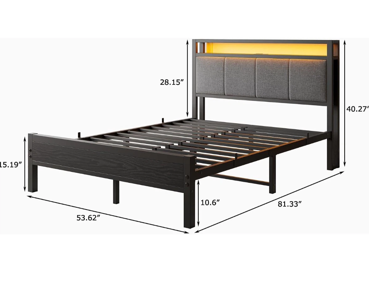 Double bed frame with headboard