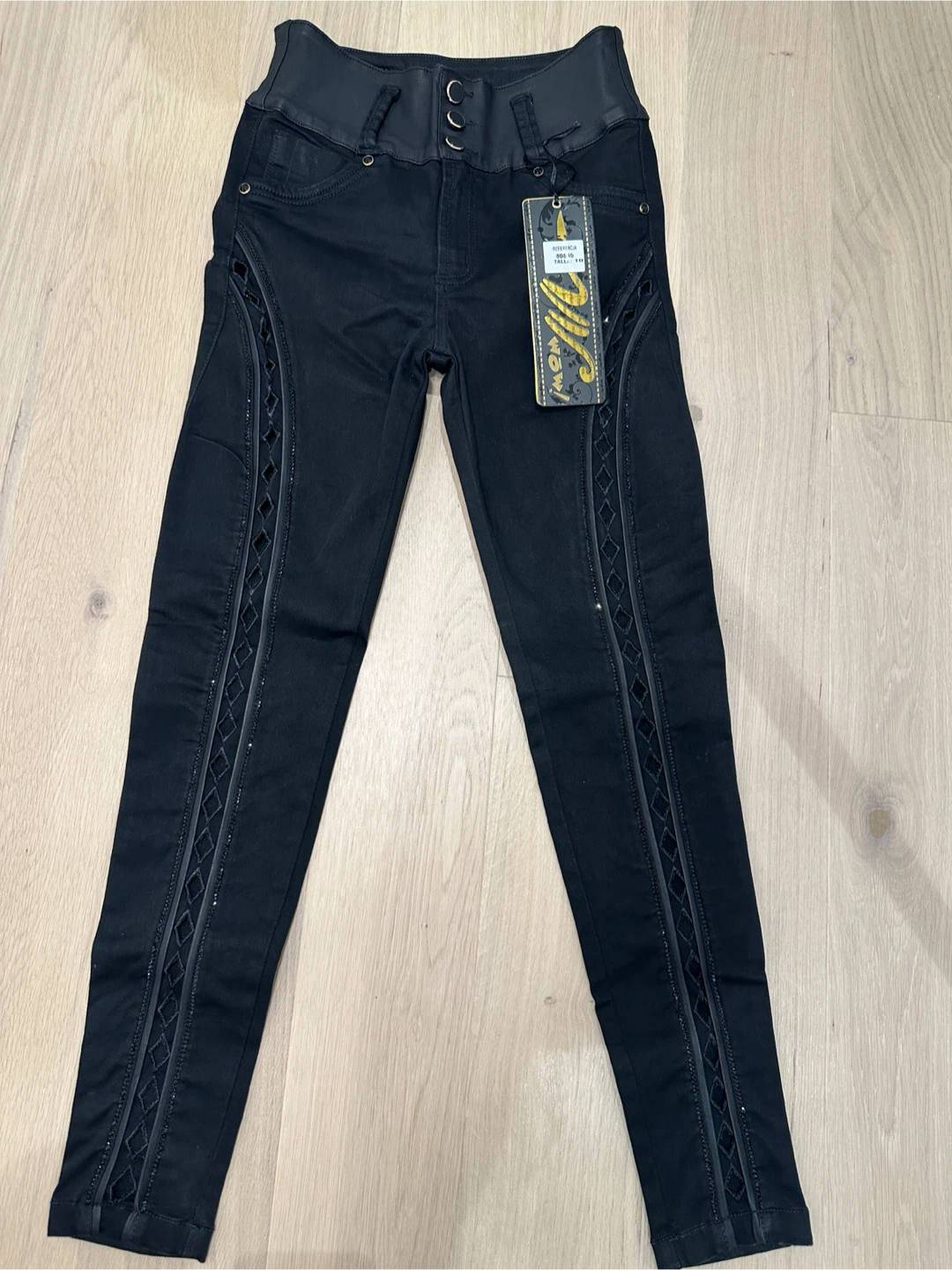 Black Jeans with Rhinestone Detail - photo 2