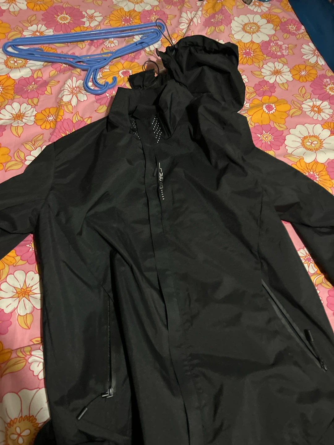 Black Hooded Rain Jacket