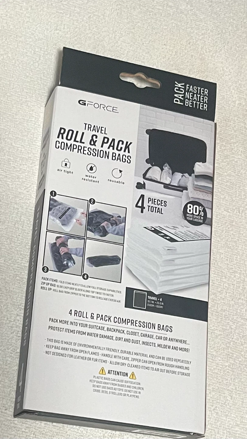 GFORCE Travel Roll & Pack Compression Bags - 4 Piece Set - photo 2
