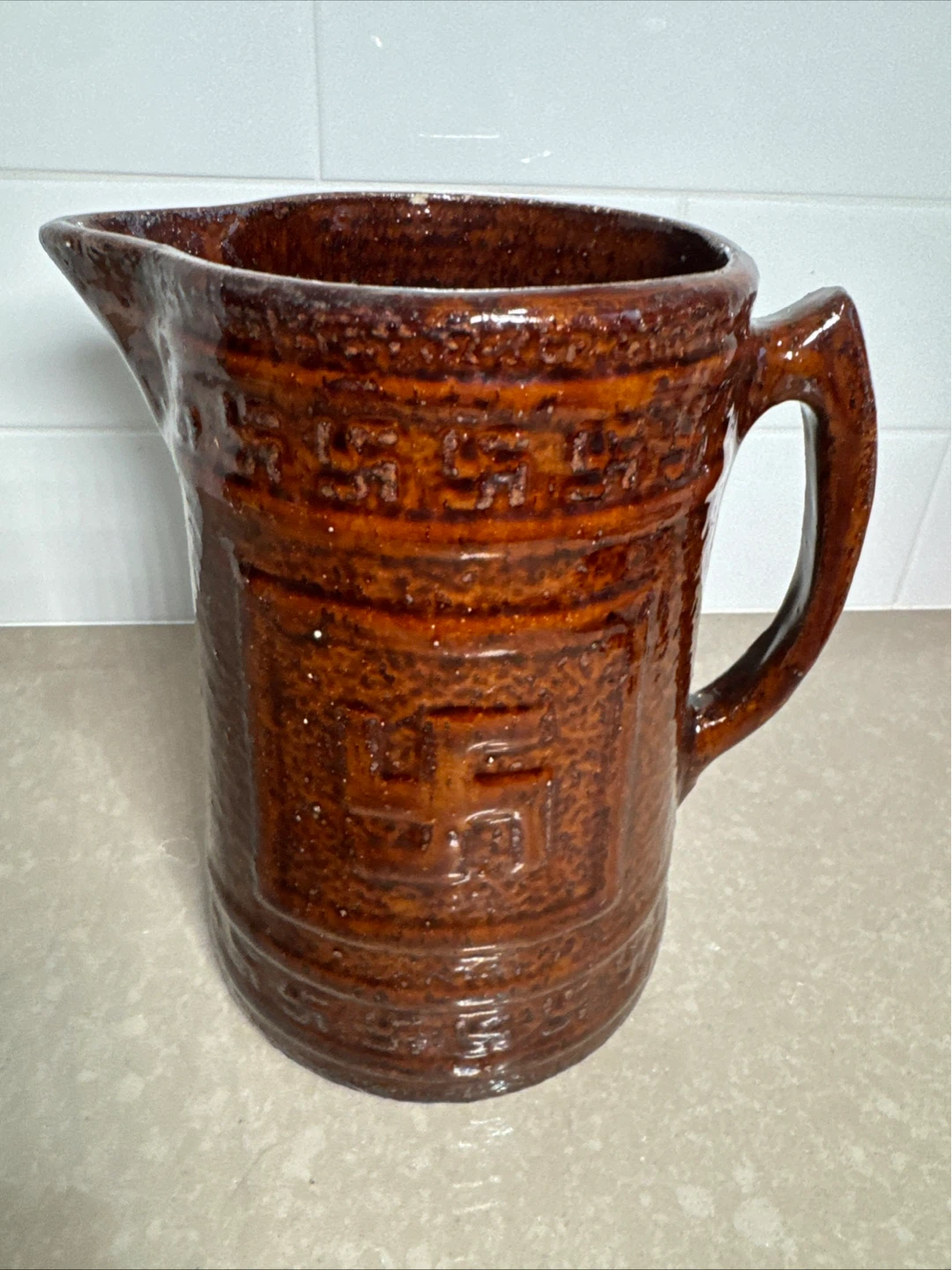 Vintage Brown Ceramic Pitcher