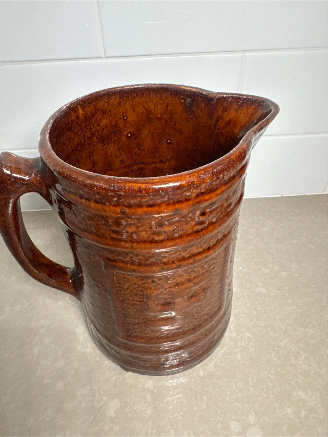 Vintage Brown Ceramic Pitcher - photo 3