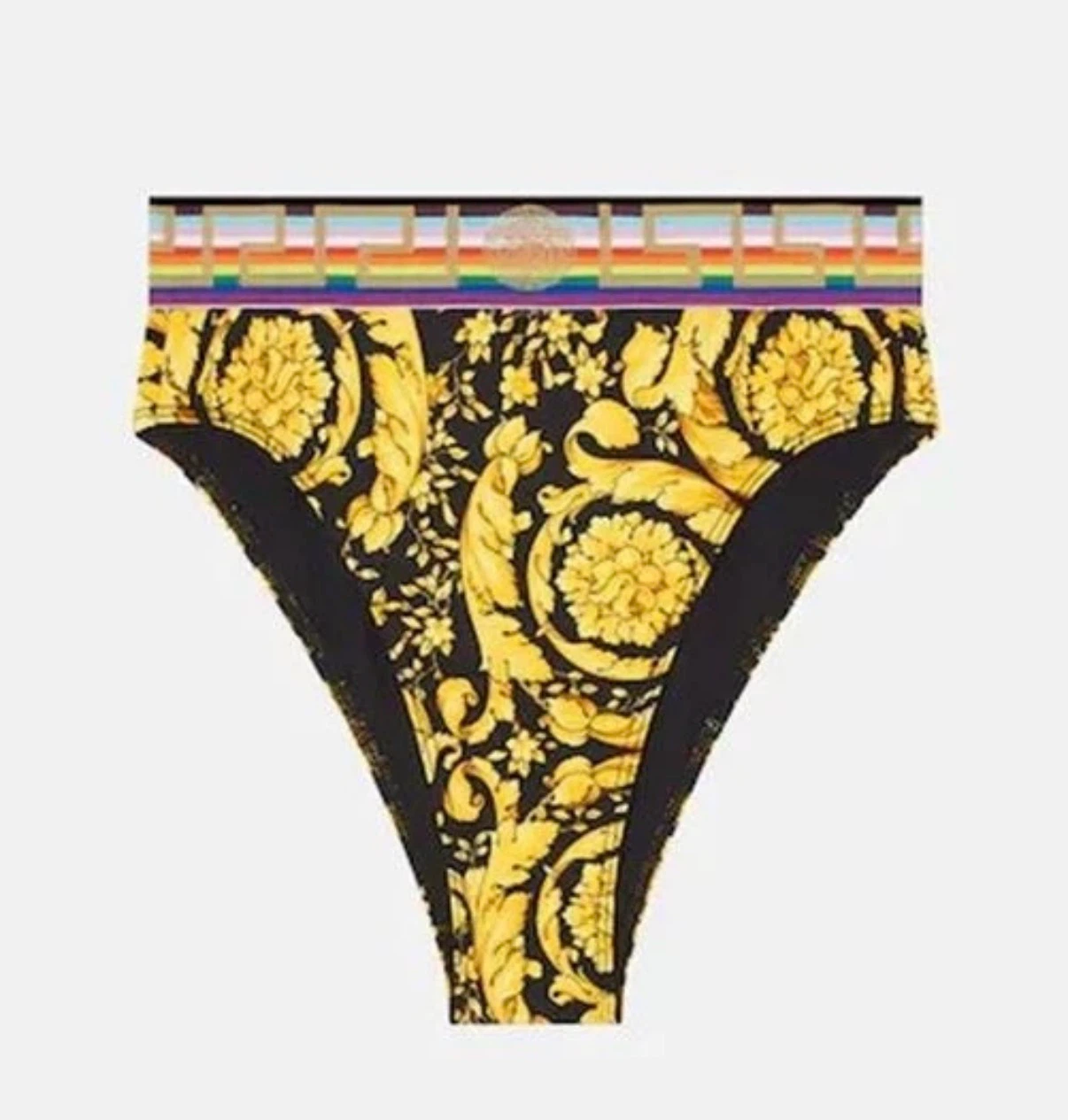 Versace Black & Gold Barocco Bikini Bottom