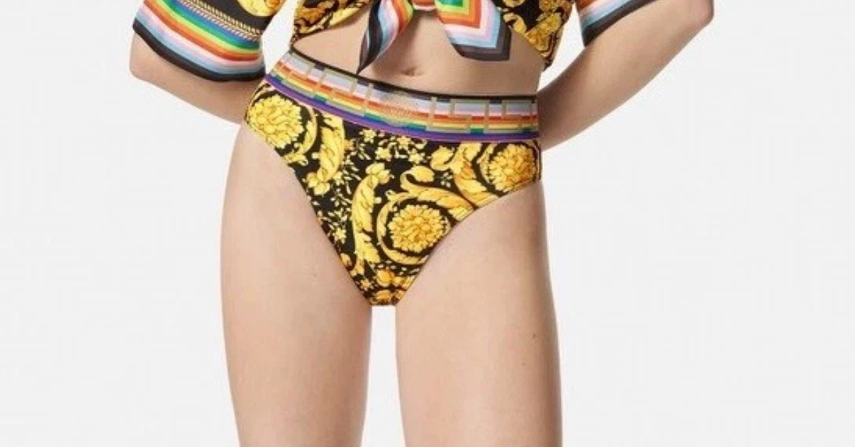 Versace Black & Gold Barocco Bikini Bottom - photo 2