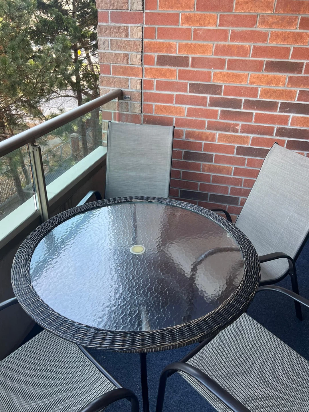 Glass Top Patio Table with 4 Chairs