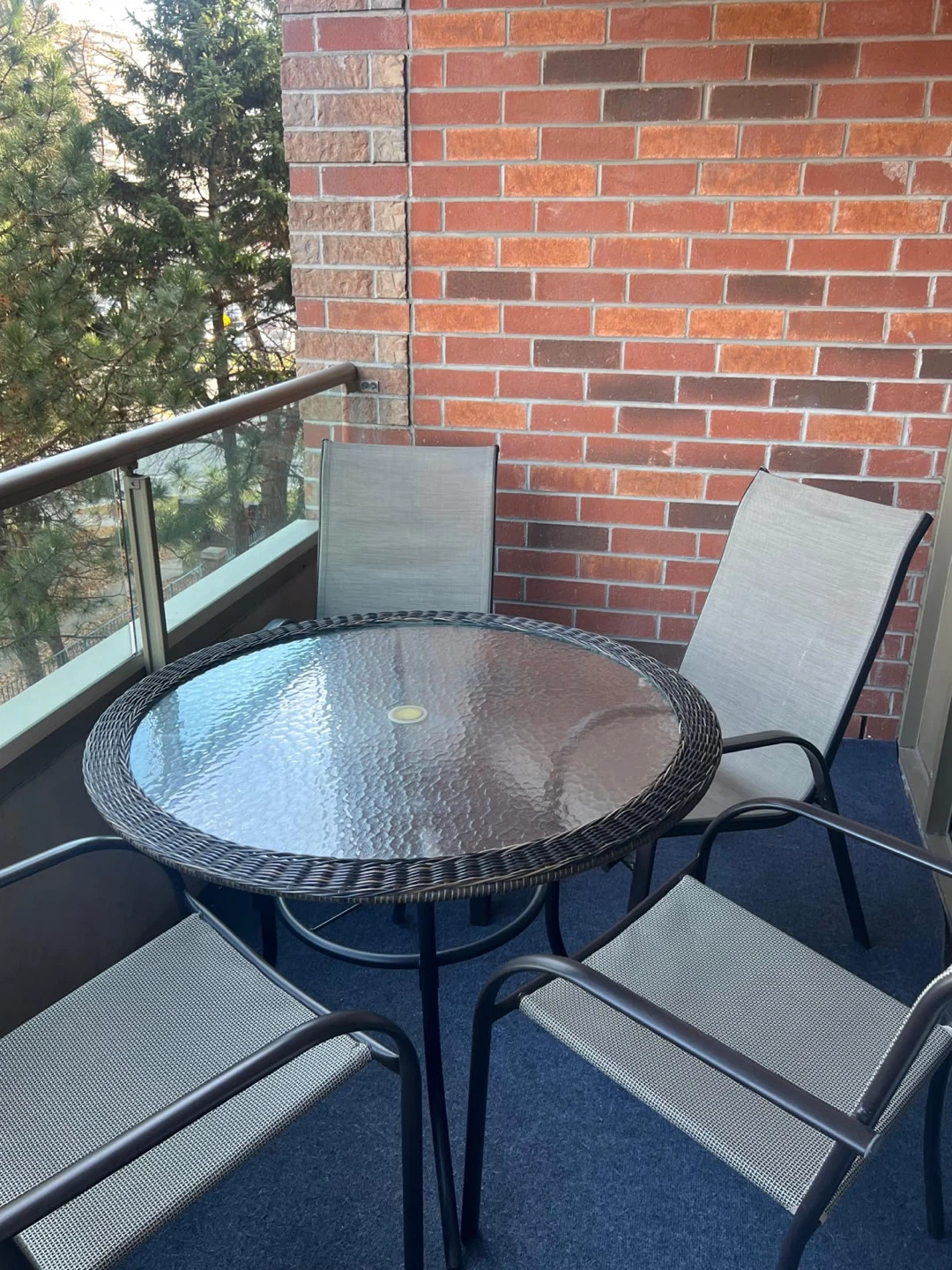 Glass Top Patio Table with 4 Chairs - photo 2