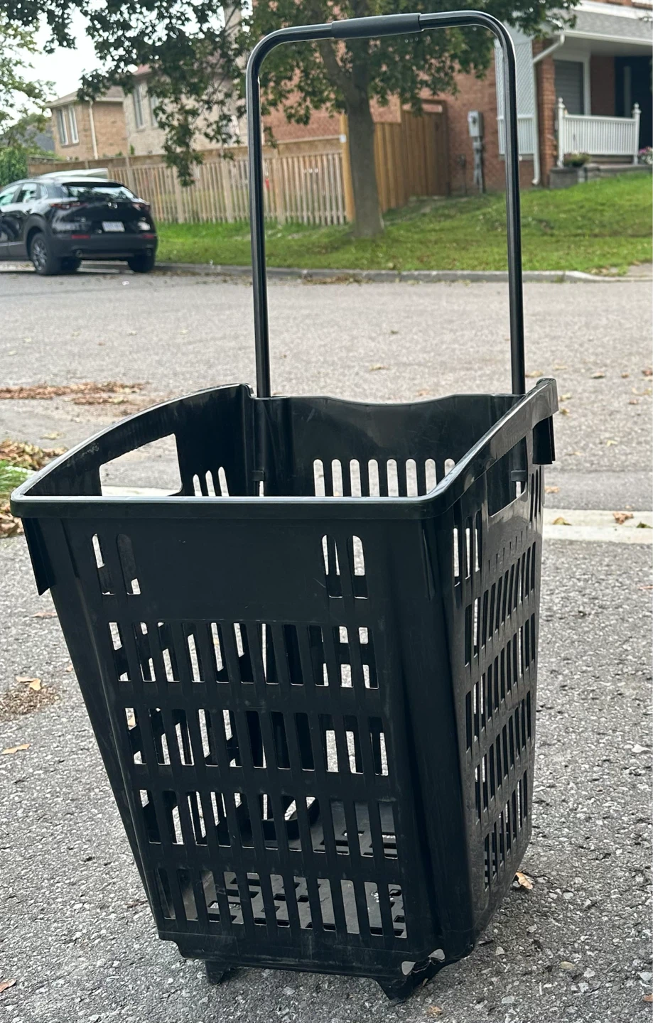 Black Plastic Rolling Shopping Basket