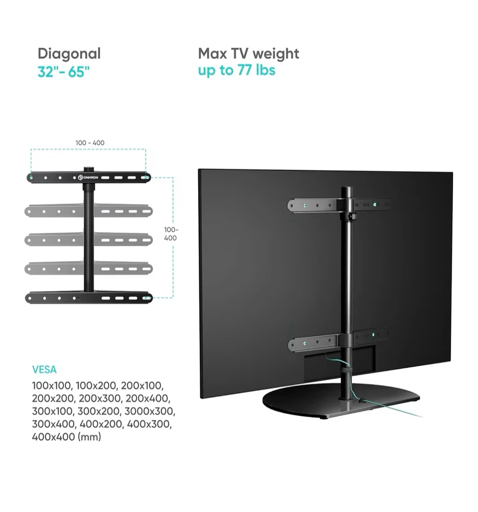 ONN Universal Swivel TV Stand Base - photo 3