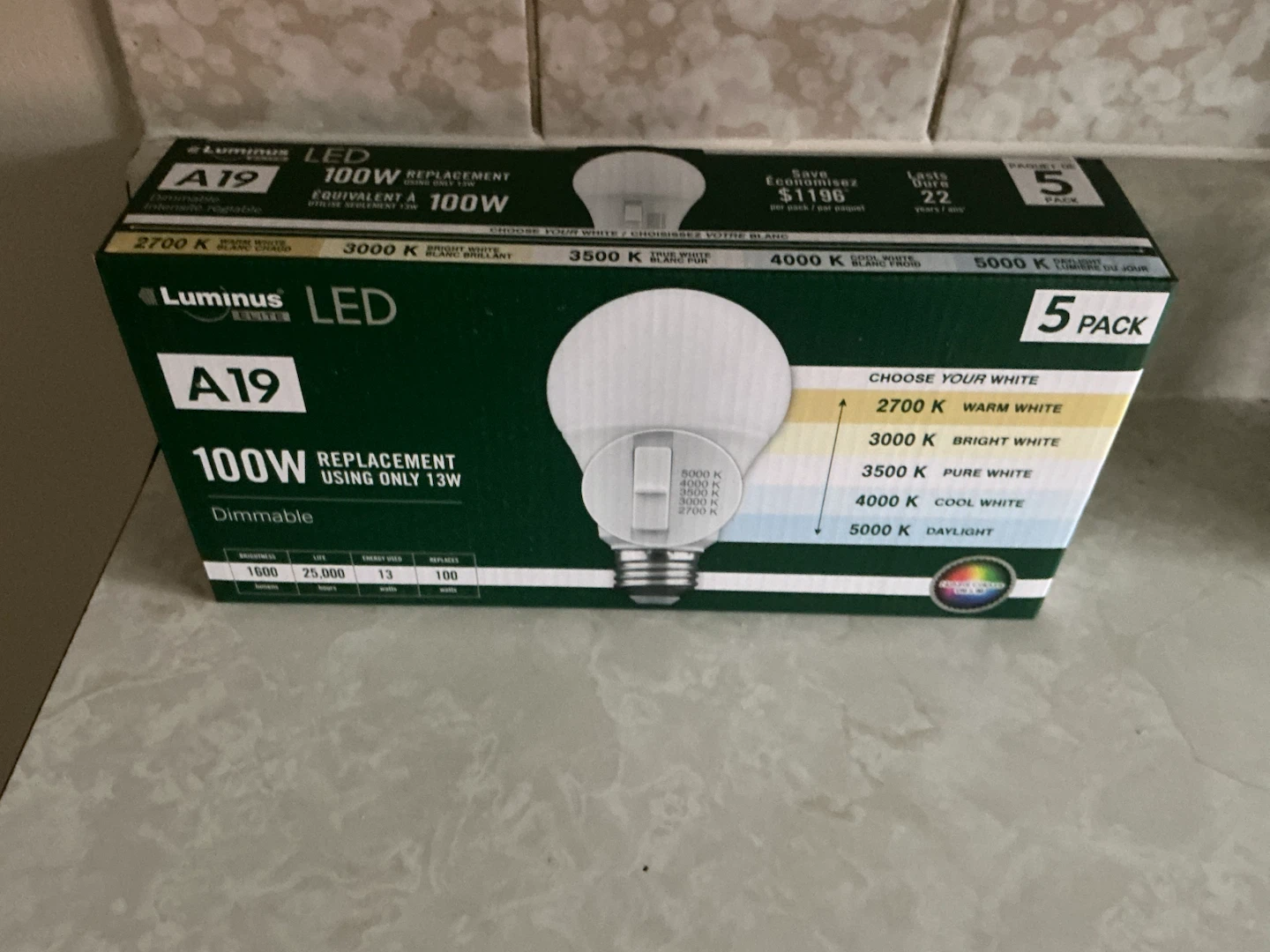 Luminus LED A19 Light Bulbs - 5 Pack