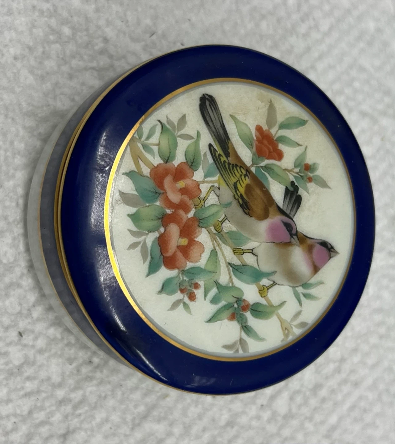 Vintage Cobalt Blue Bird Porcelain Trinket Box Japan - photo 2