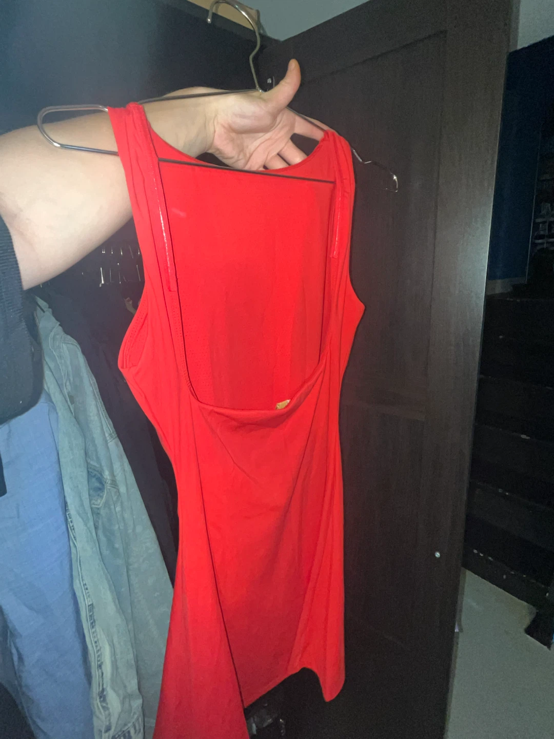 Red Open Back Mini Dress with built in shorts