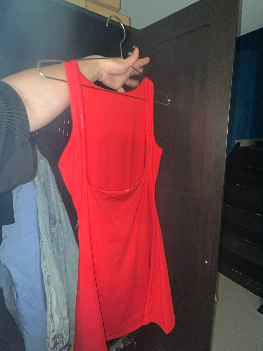 Red Open Back Mini Dress with built in shorts - photo 2