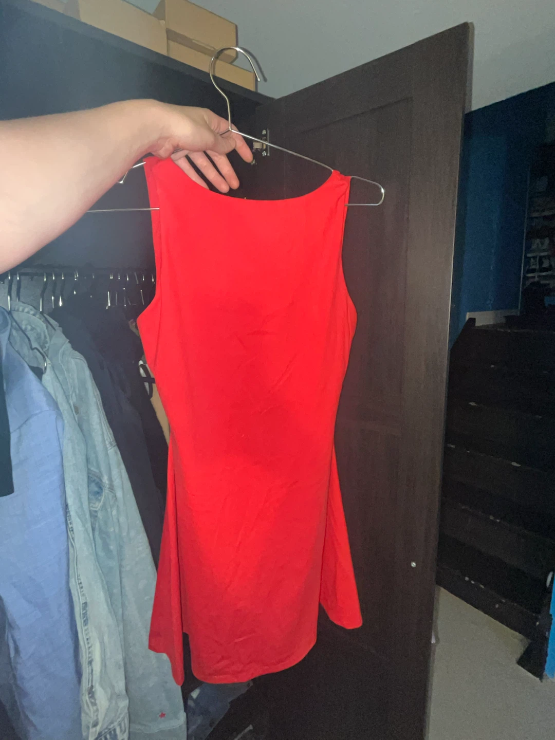Red Open Back Mini Dress with built in shorts - photo 3