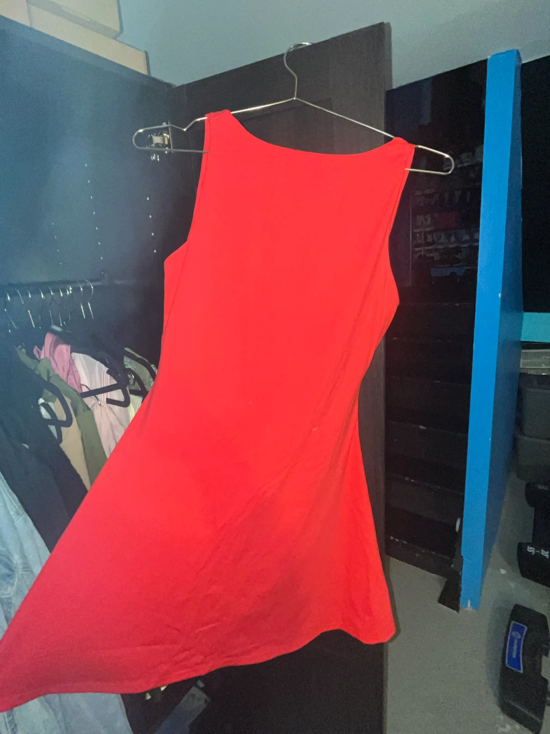 Red Open Back Mini Dress with built in shorts - photo 4