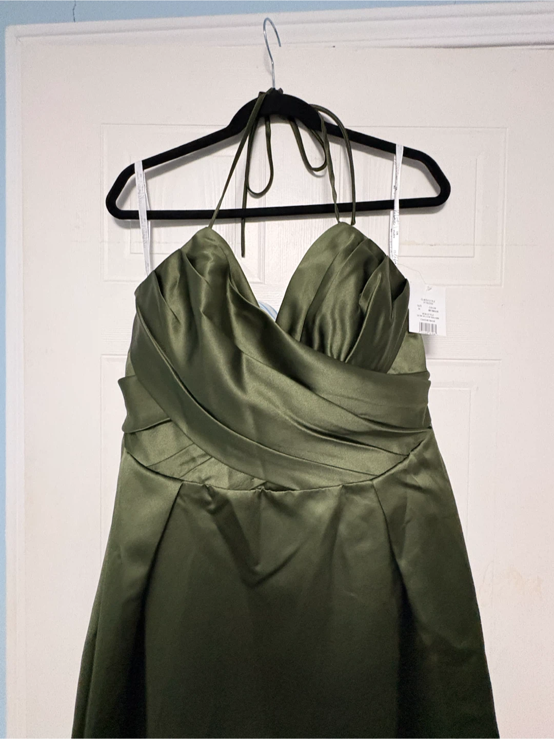 Olive Green Satin Ball Gown Dress Size 16 - photo 2