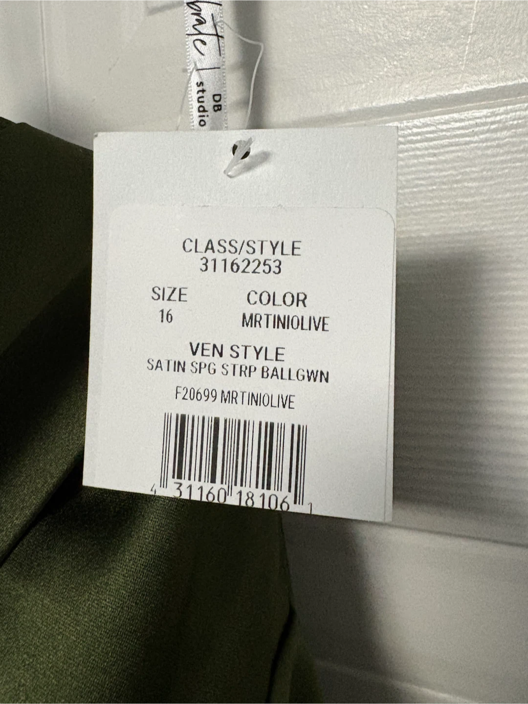 Olive Green Satin Ball Gown Dress Size 16 - photo 3