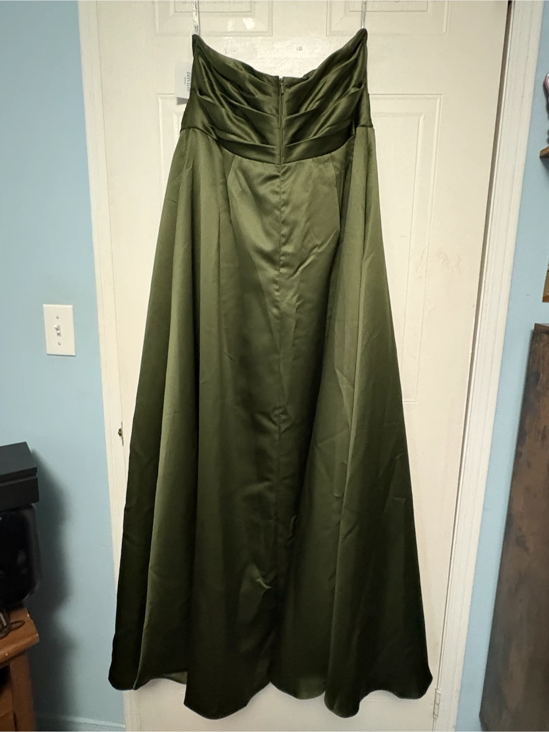 Olive Green Satin Ball Gown Dress Size 16 - photo 4
