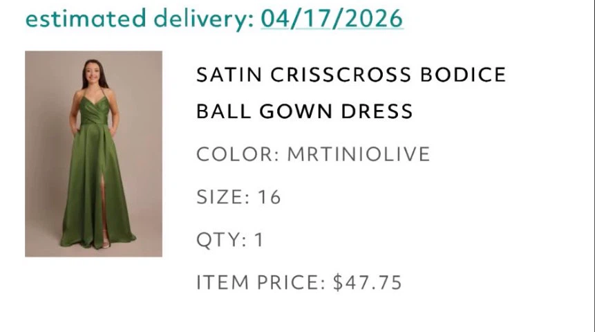 Olive Green Satin Ball Gown Dress Size 16 - photo 5