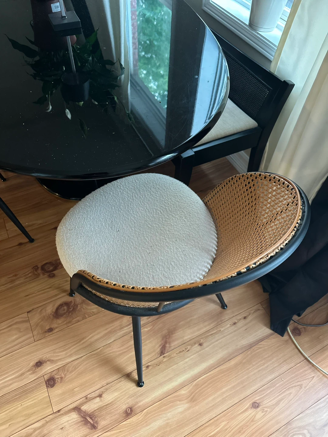 Cane and Bouclé Accent Chairs (Set of 4) - photo 5