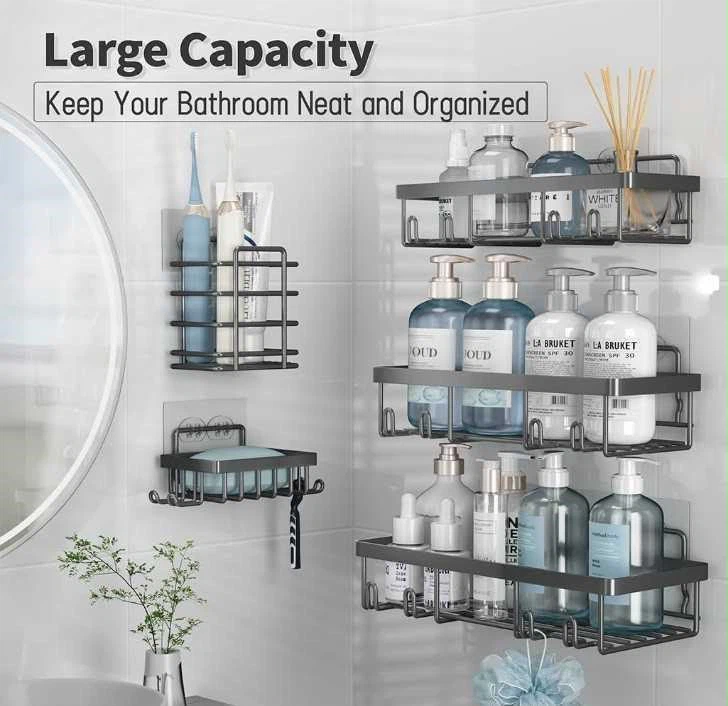 Adhesive Shower Caddy Shelving System - No Drilling Required