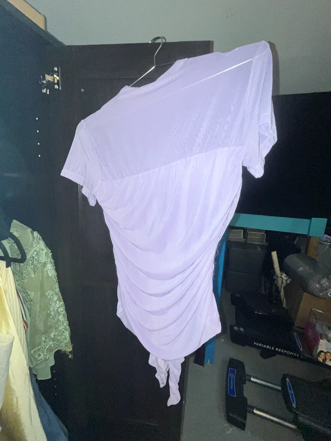 Purple Ruched Mesh bodysuit