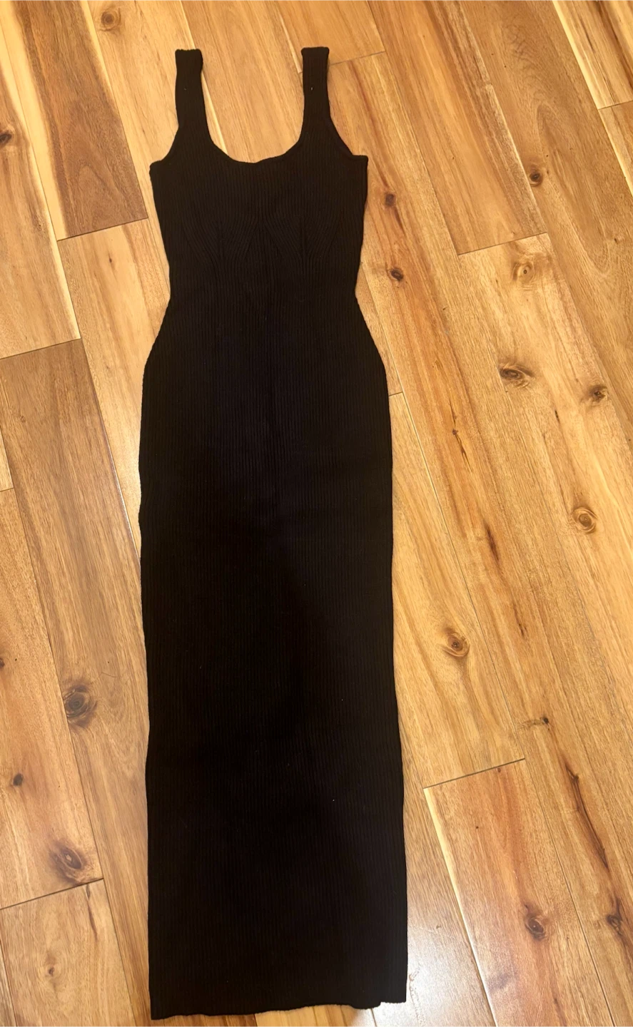 Black Ribbed Knit Maxi Dress