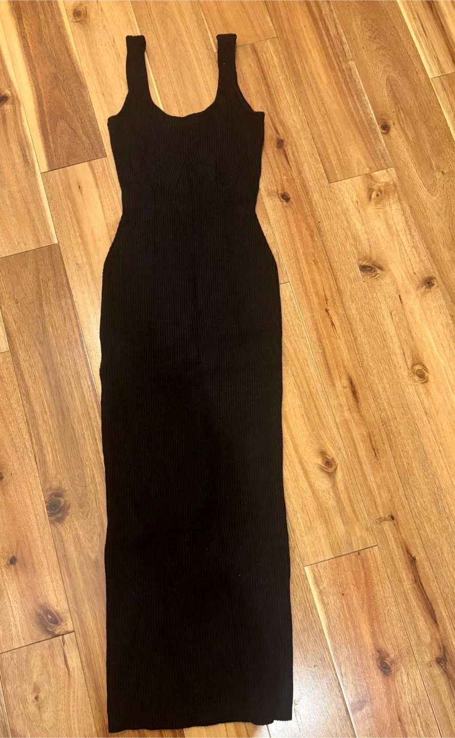 Black Ribbed Knit Maxi Dress
