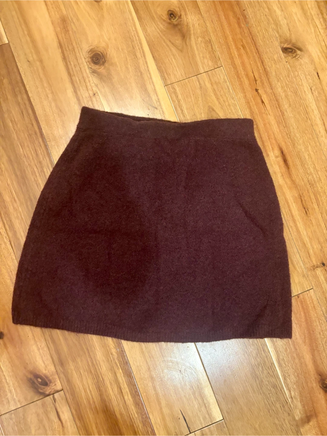 Maroon Knit Mini Skirt