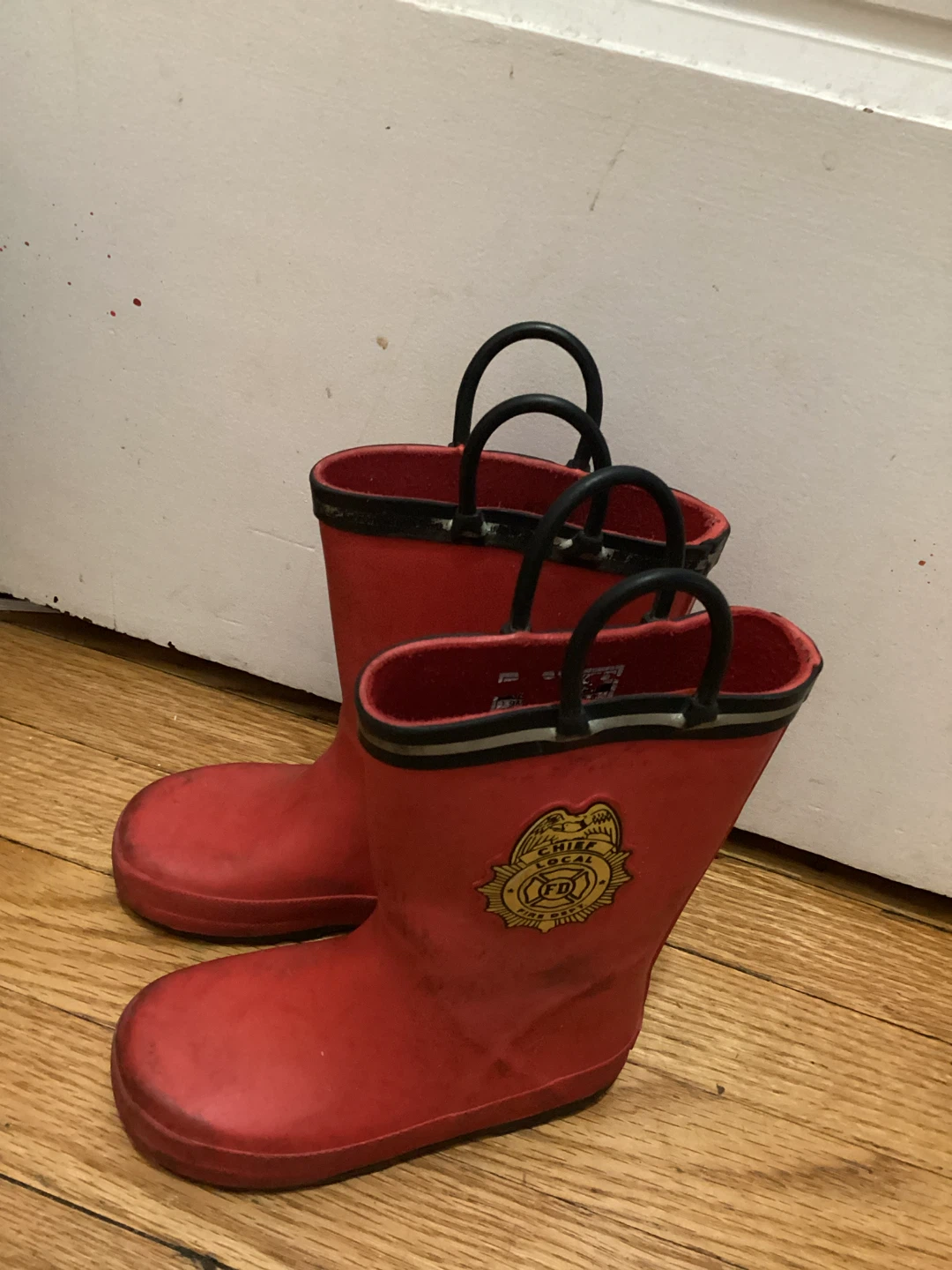 9M kids Red Fire Chief Kids Rain Boots