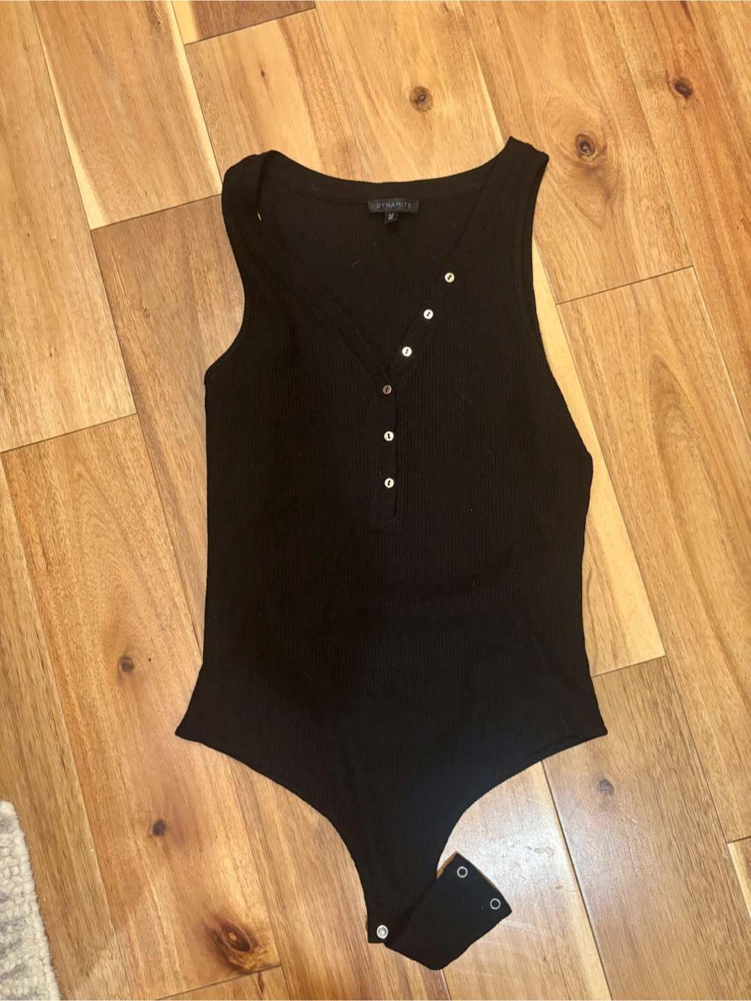 Dynamite Black Ribbed Henley Bodysuit
