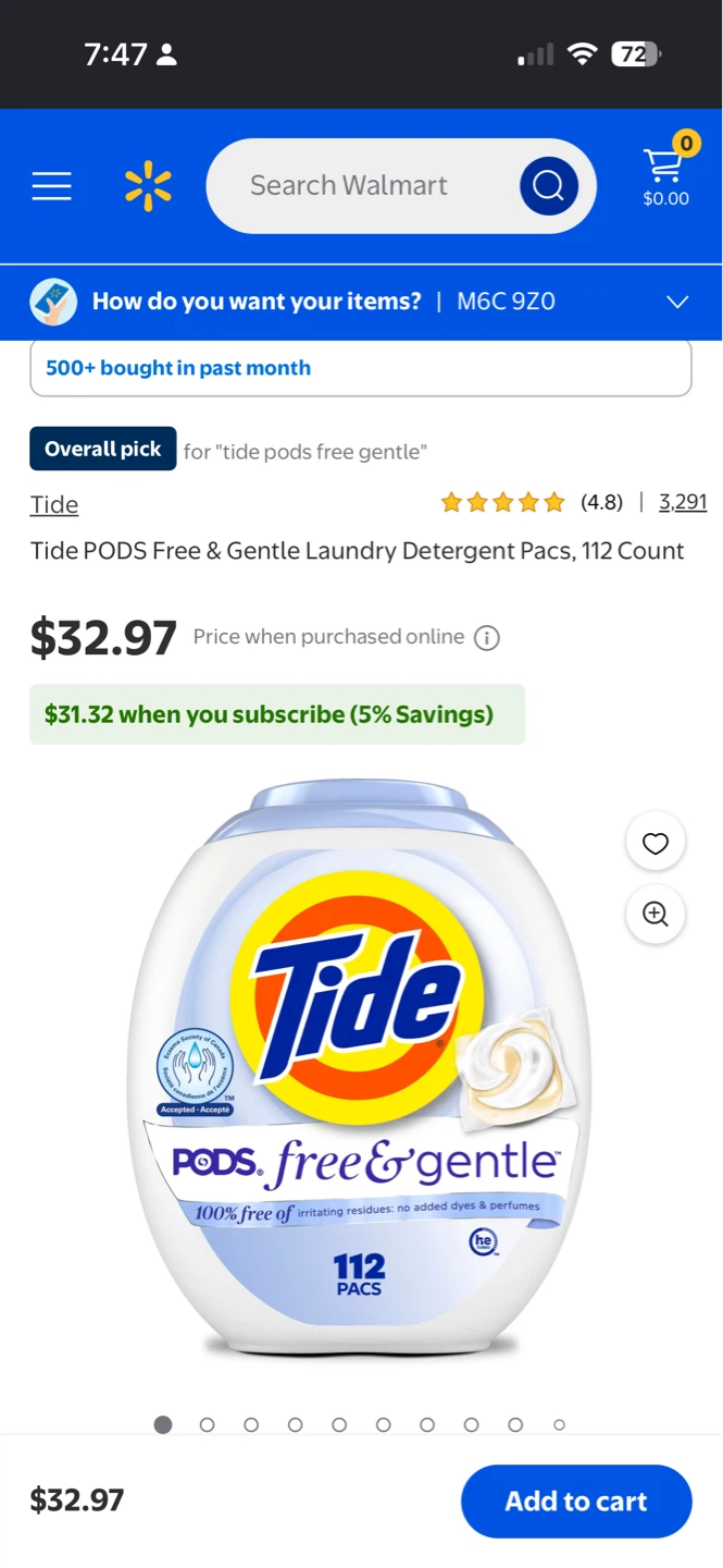 Tide PODS Free & Gentle Laundry Detergent Pacs, 112 Count - photo 2