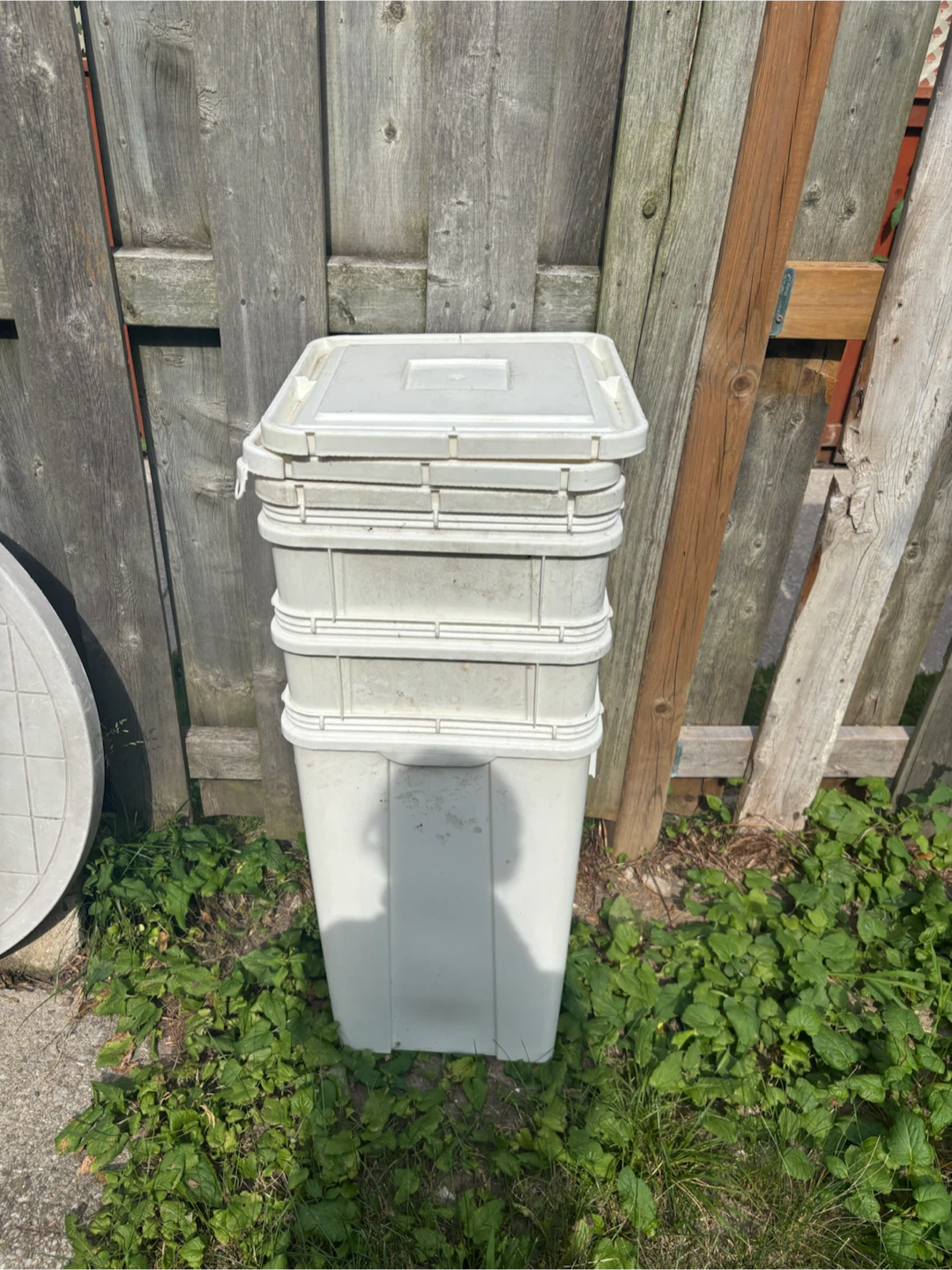 Stackable White Plastic Storage Bins