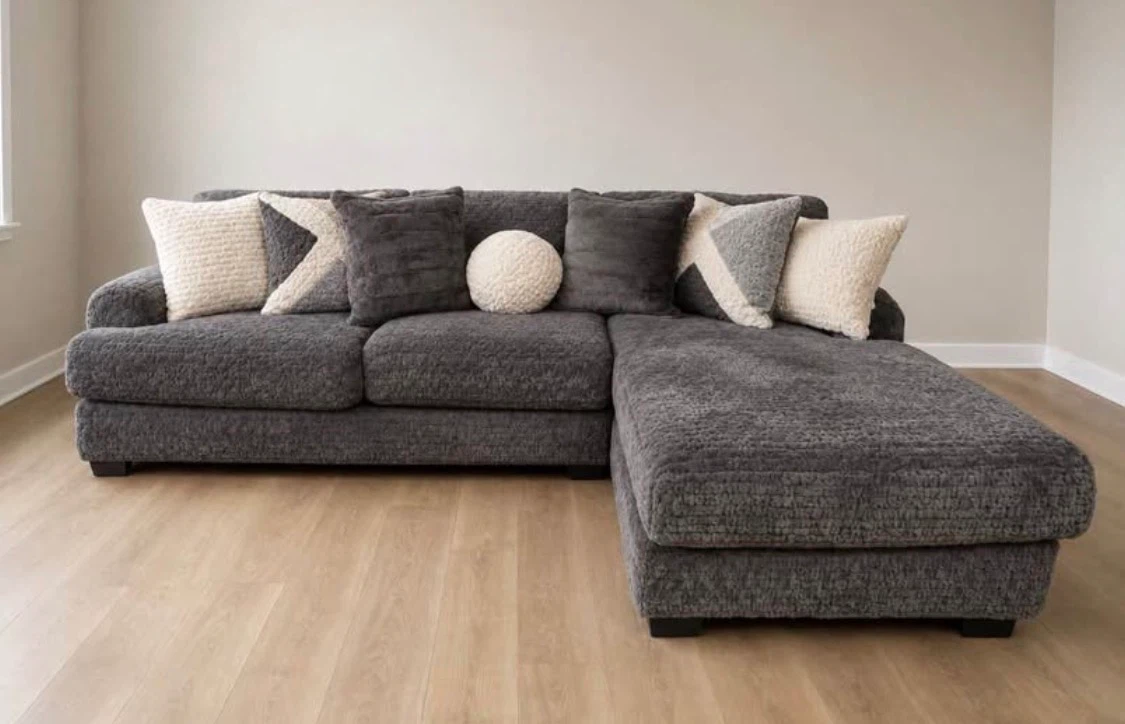 New 2 Piece Ultra Plush Soft Chaise Sectional - Gray