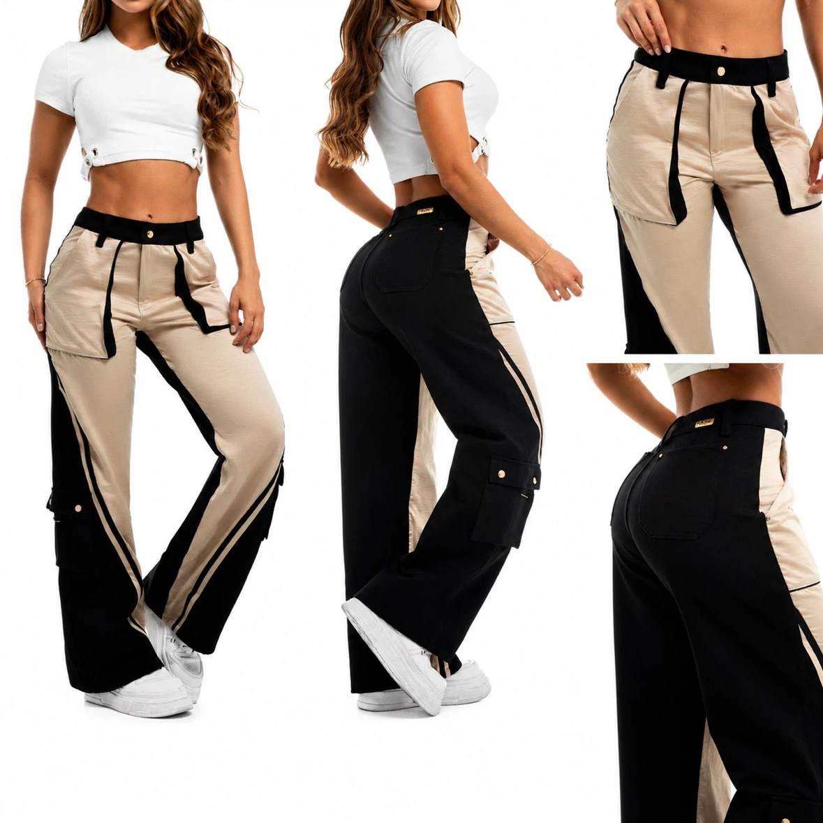 NYE CLASSIC Beige and Black Cargo Pants
