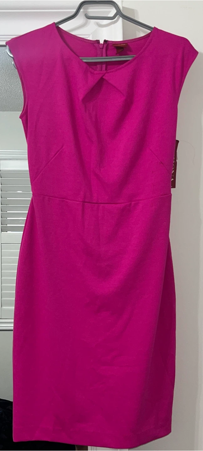 XS Hot Pink Cap Sleeve Sheath Dress