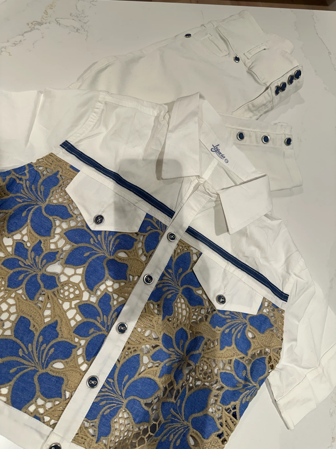 Beautiful white Jean Set with pretty Blouse - photo 2