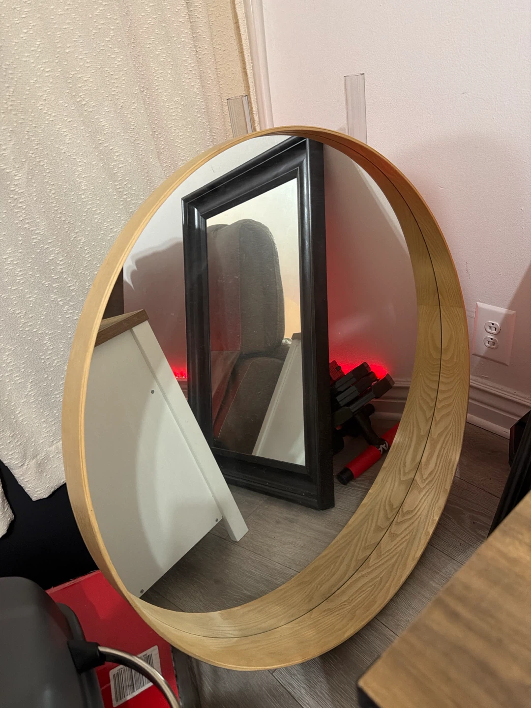 IKEA Round Wood Frame Mirror