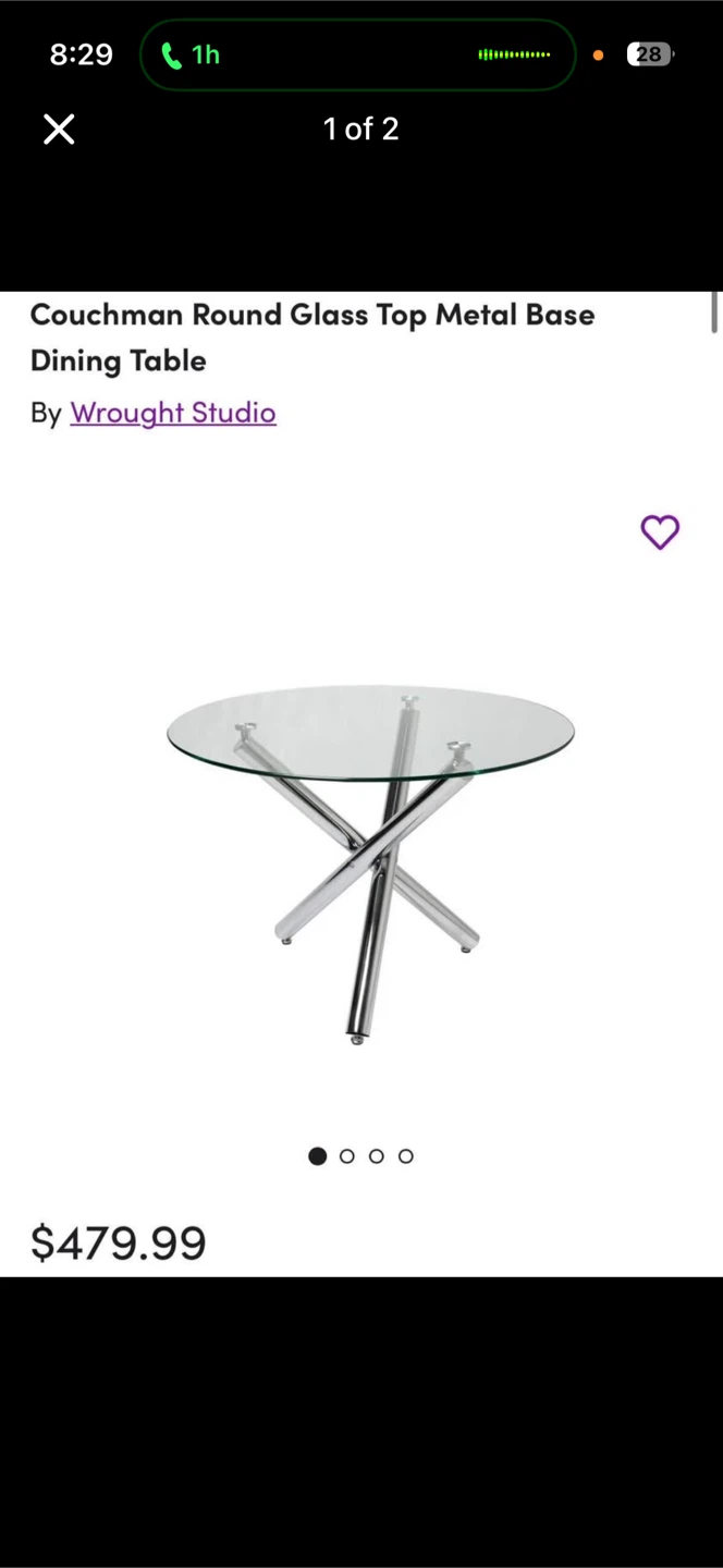 Round Glass Top Metal Base Dining Table