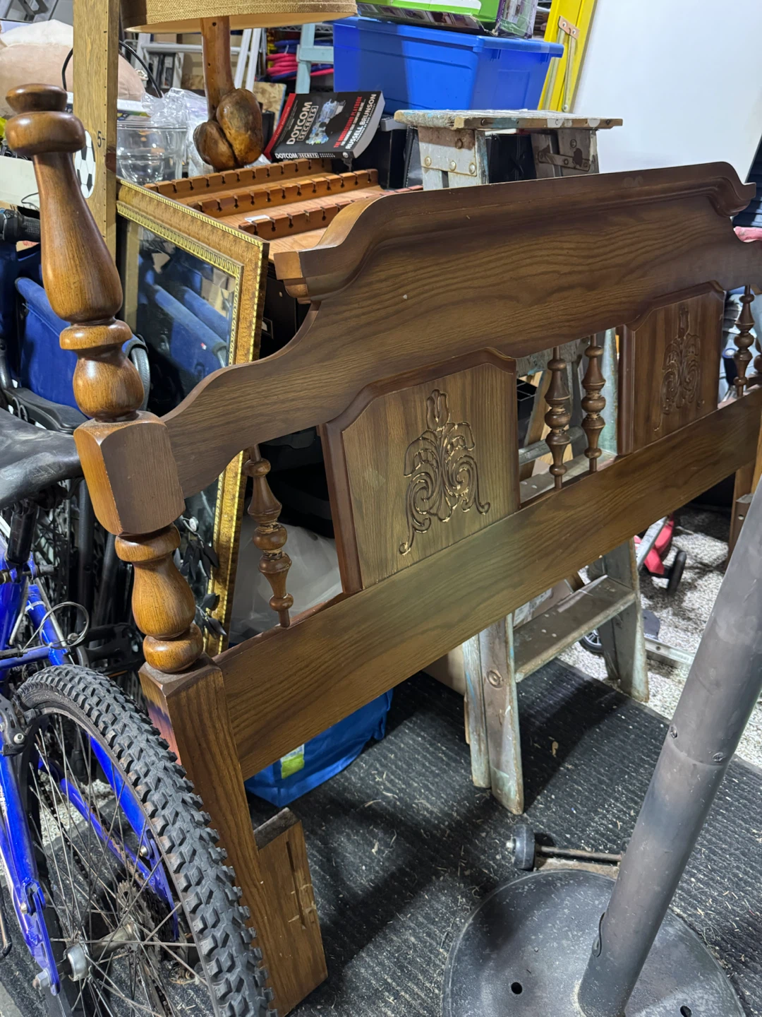 Solid oak Headboard Queen size  - Vintage Style