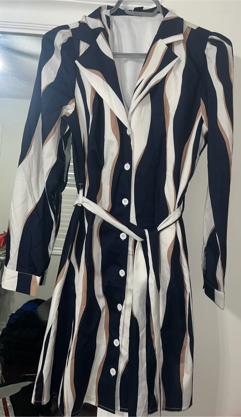 Women's Striped Button-Up Dress