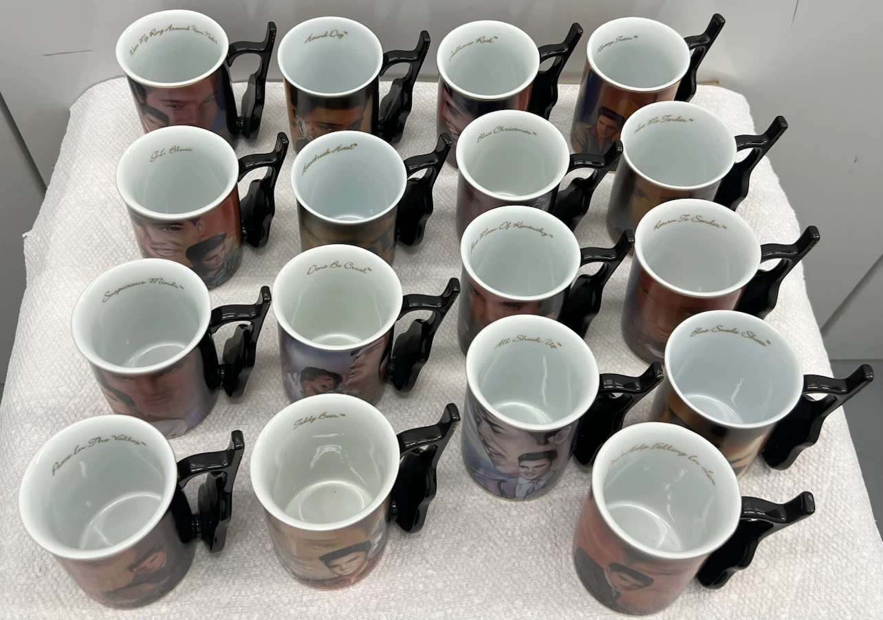 Elvis Presley Cups Bradford Exchange FULLSET 17 Guitar Mugs 2002 - photo 3