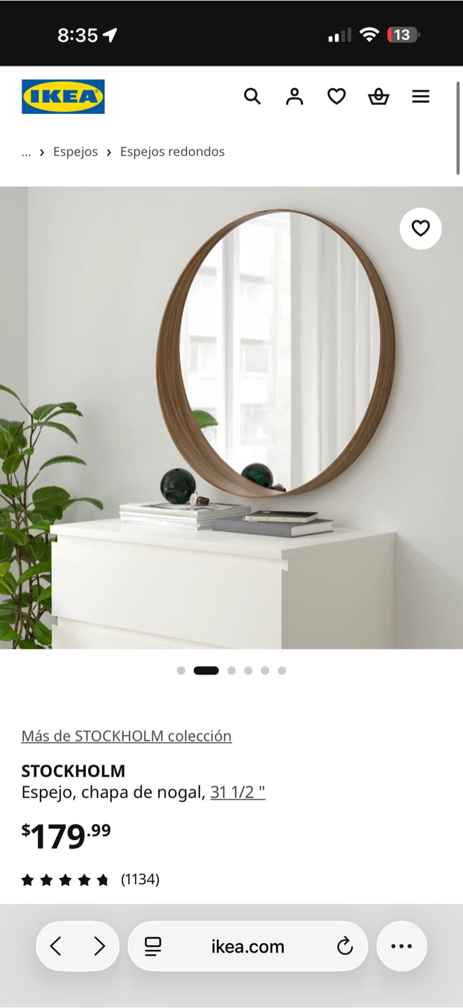 IKEA Round Wood Frame Mirror - photo 2