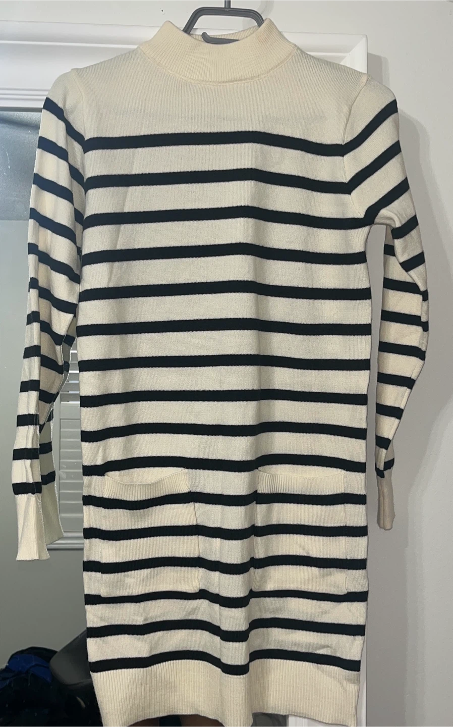 Striped Sweater Dress with Pockets