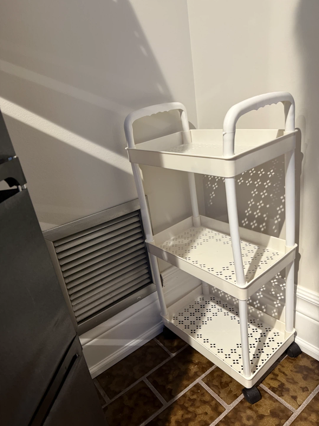 Cream 3-Tier Rolling Cart
