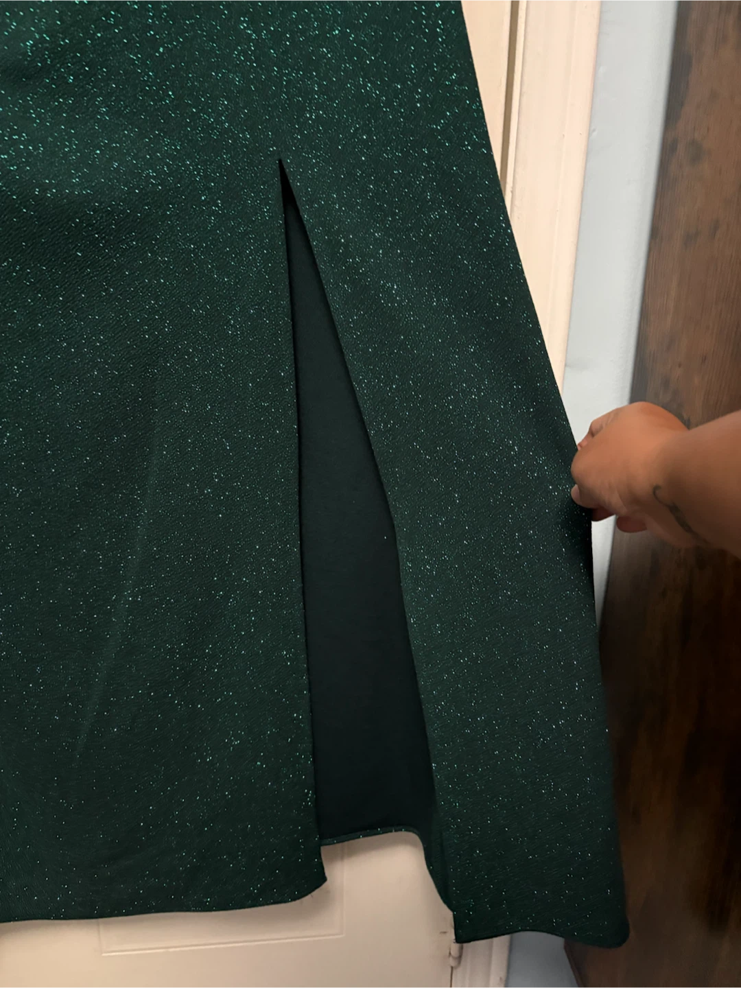 Laura Plus Emerald Green Sparkle Off-the-Shoulder Gown - photo 4