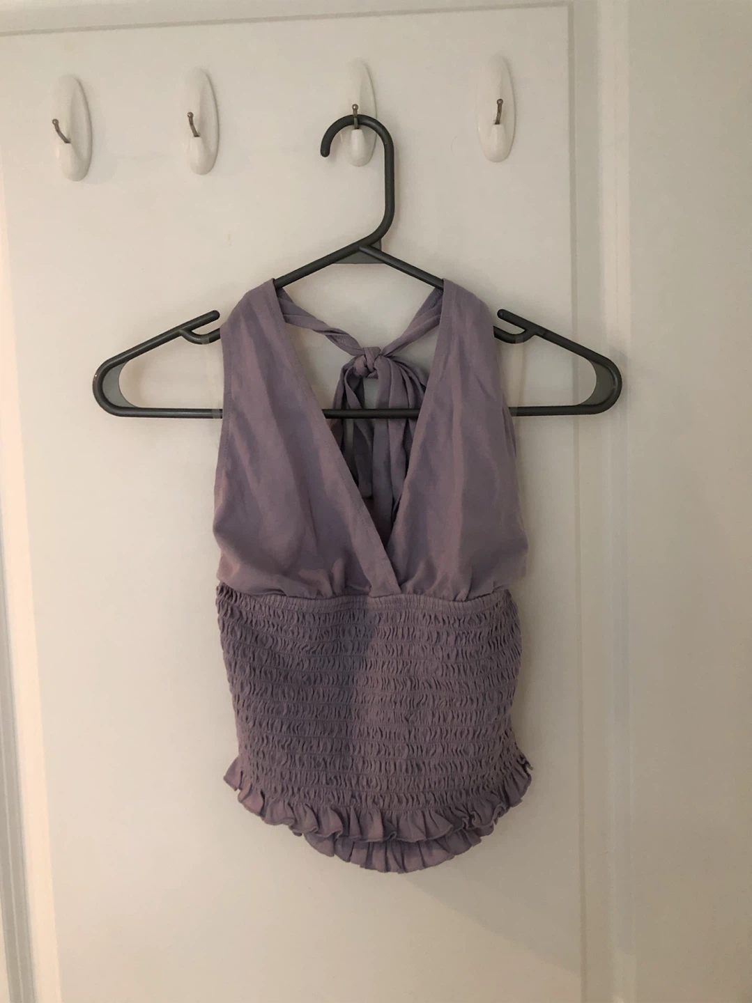 American Eagle Lavender Halter Smocked Top