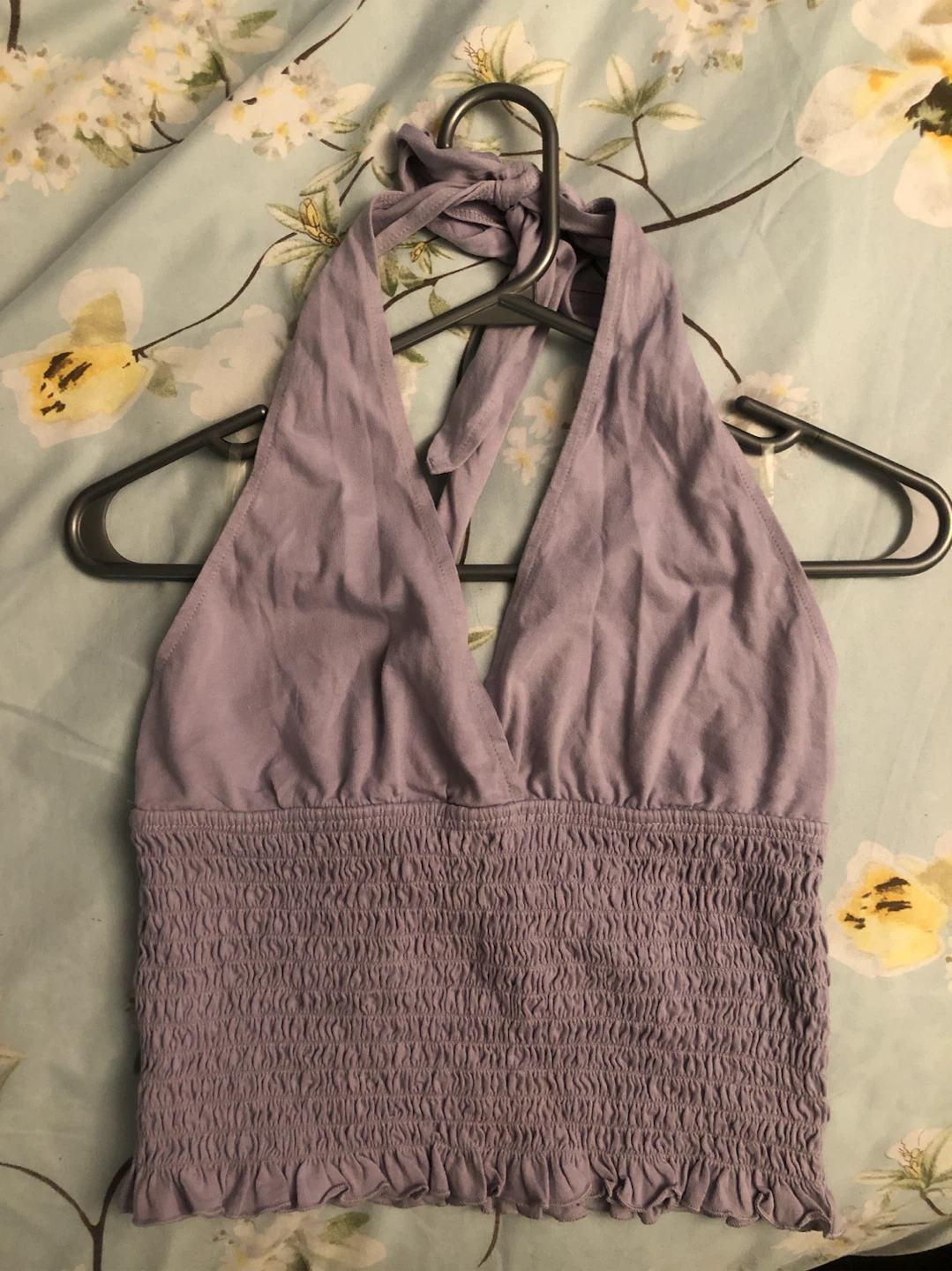 American Eagle Lavender Halter Smocked Top - photo 3