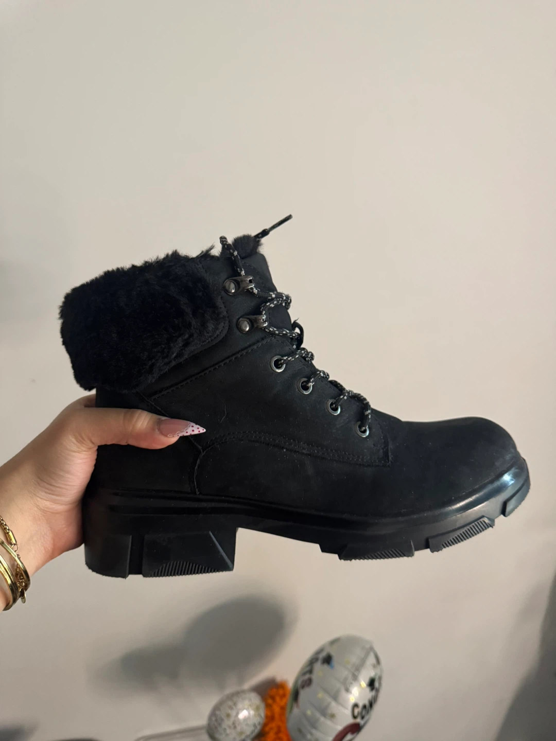 Black Fur Lined Winter Boots