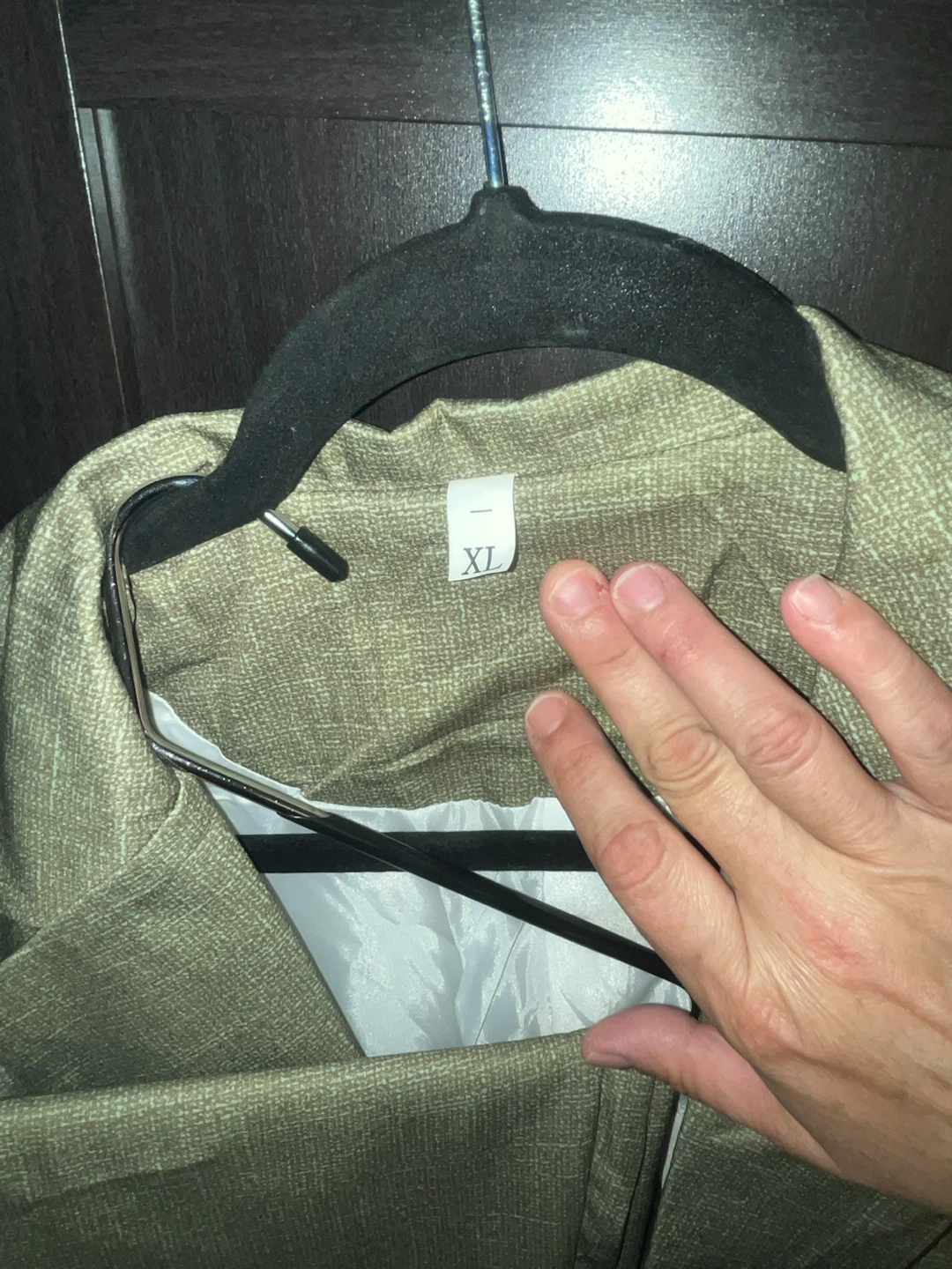 Men's Khaki Linen Suit Jacket and Pants - Size XL