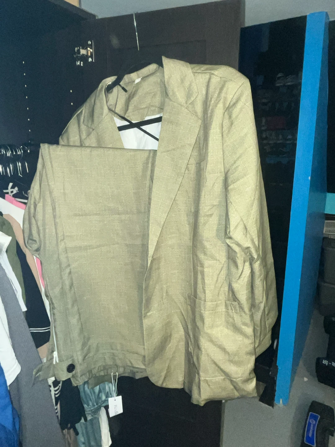 Men's Khaki Linen Suit Jacket and Pants - Size XL - photo 2